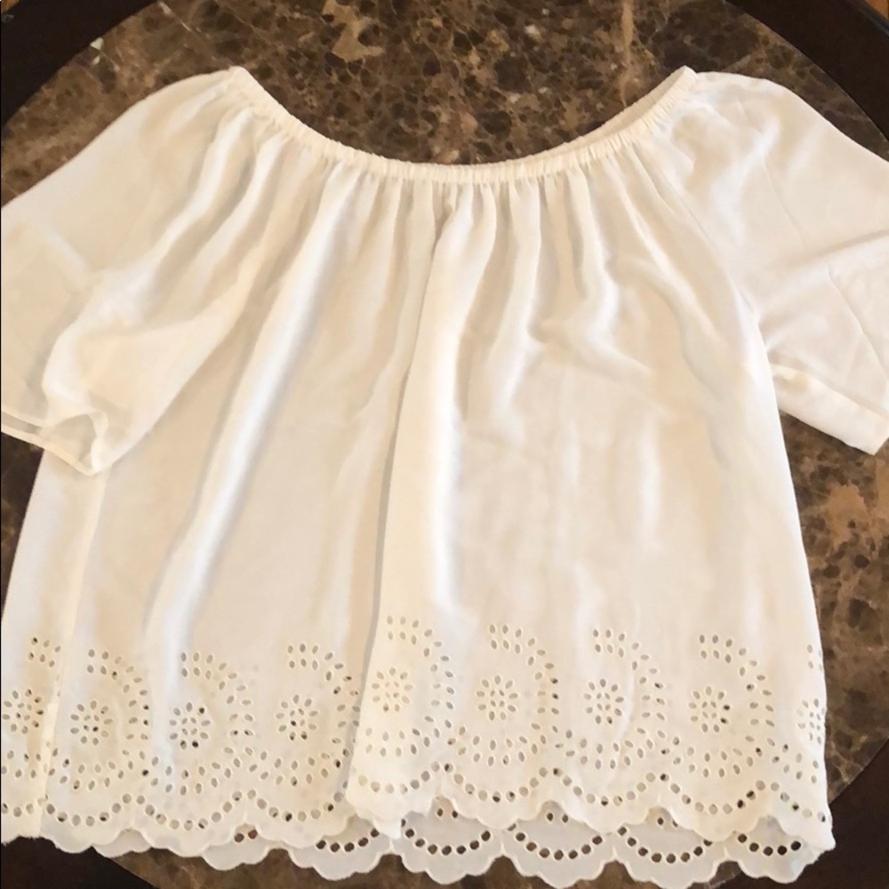 LOFT Off shoulder white blouse with detail